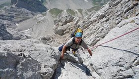 Schöne Kletterei auf dem Pichlweg in der Dachstein-Südwand