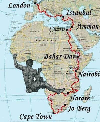 Die Route, von London über Istanbul nach Südafrika