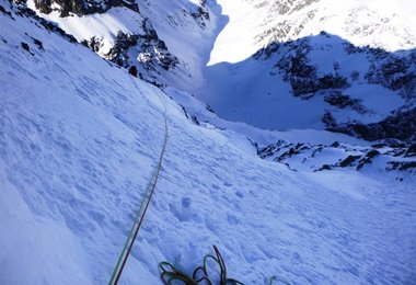Blick hinunter. Foto: Strabag Alpinteam