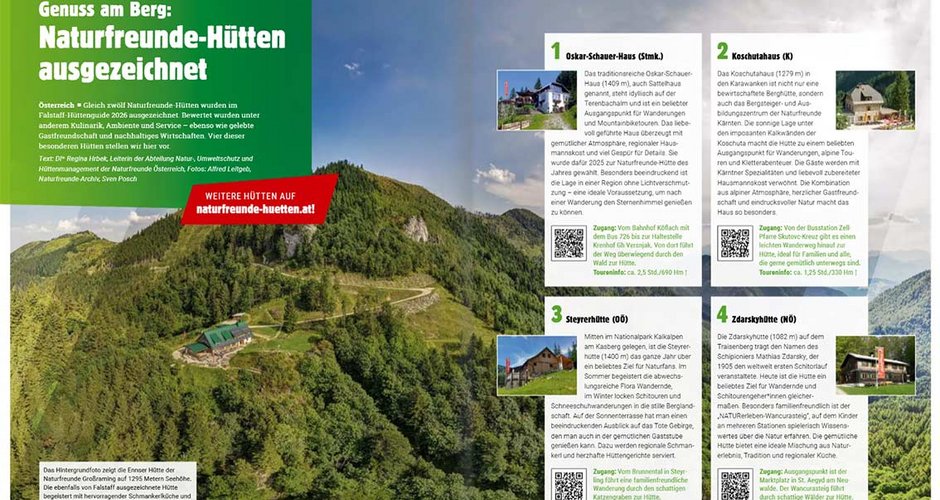 Genuss am Berg: Naturfreunde-Hütten ausgezeichnet