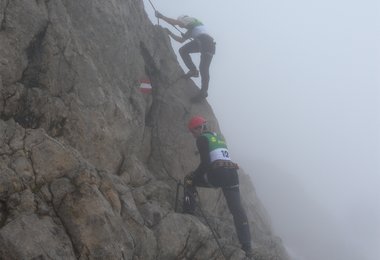 Die Rennläufer im Hunerkogel-Klettersteig