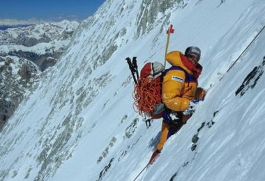 Gerlinde Kaltenbrunner in der Shisha Pangma Südwand