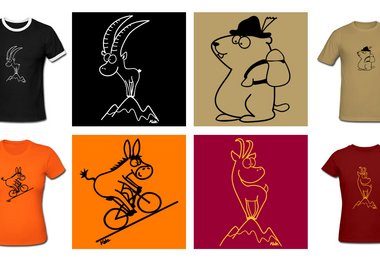 Steinbock, Murmeltier, Drahtesel und Gamsl