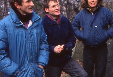 Kurt Albert, Bernd Arnold und Lynn Hill im Elbsandsteingebirge; Foto Archiv Bernd Arnold