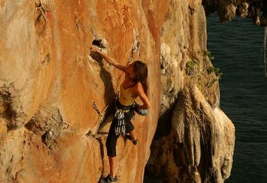 Koh Lao Liang - Amellie on the easter wall 6c