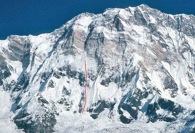Ueli Steck und seine Route in der Annapurna Südwand