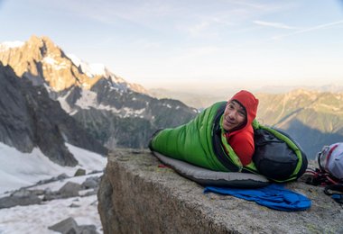 Alex Honnold at the base of the Dru before his solo climb, Chamonix  (c) Renan Ozturk / Red Bull Content Pool