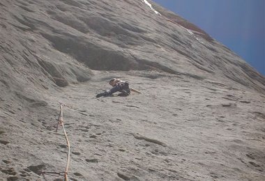 On sight im „Weg durch den Fisch“ an der Marmolada. Schw. 7b+