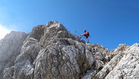 Auf dem Grat vor dem Watzmann Südgipfel.