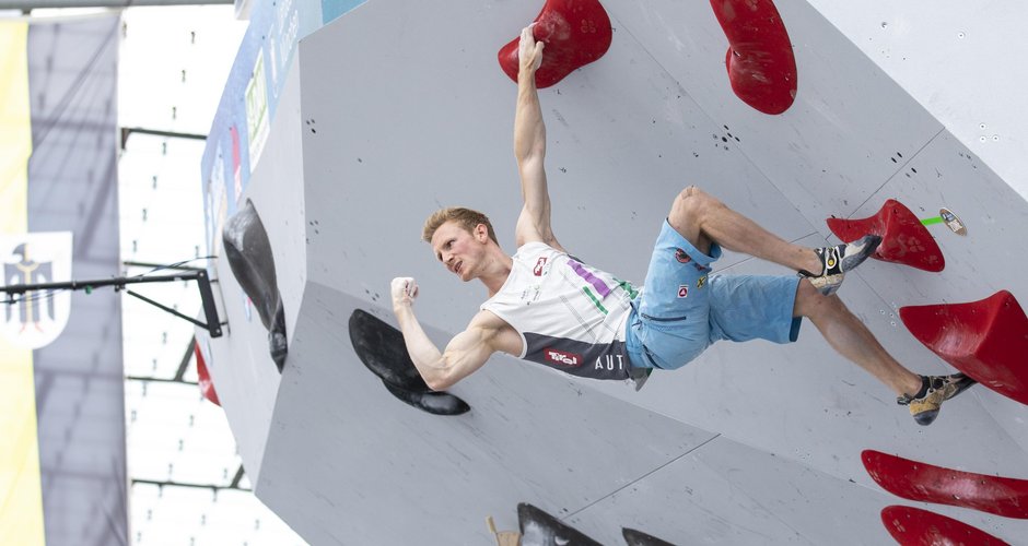  IFSC Climbing Worldcup München - Jakob Schubert im Semifinale.  © Heiko Wilhelm