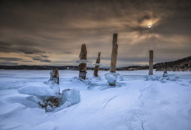 Pier shorings frozen in Lake Superior, on the Upper Peninsula of Michigan, USA, on 20 January, 2018 (c) Keith Ladzinski / Red Bull Content Pool