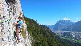 Die Querung in der 3ten Seillänge - Mittelpfeiler Haselsberger Resch Pendling