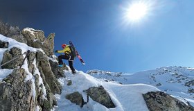 Die steile B/C Passage beim Doppelturm - Arlberger Winterklettersteig