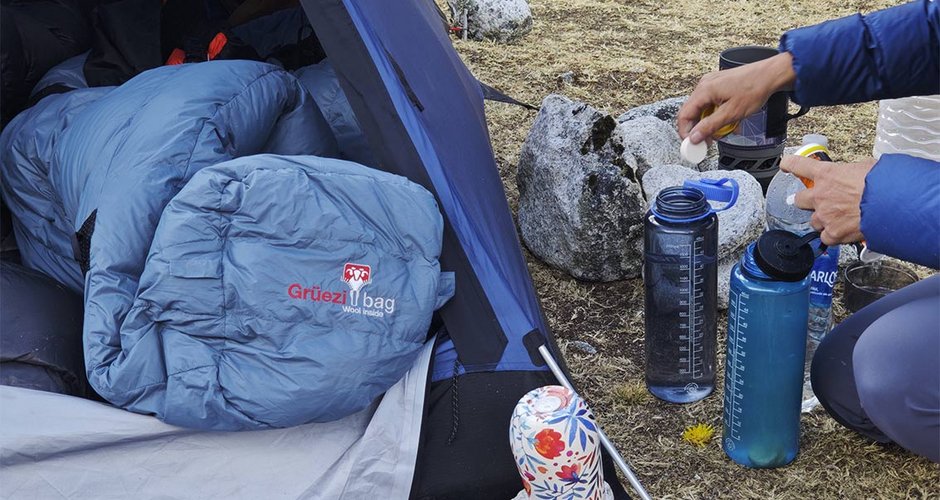 Der von uns verwendete DownWool-Hybrid Ice Cold 190 Wide Schlafsack von Grüezi Bag
