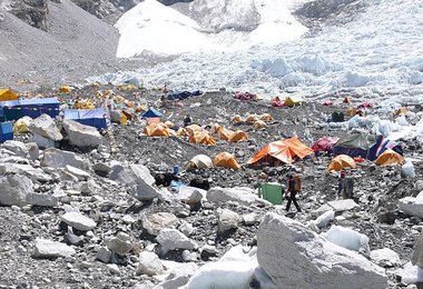 Das Basislager hat dieses Jahr nur die Hälfte der Grösse des Vorjahres