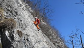 6. Seillänge vor der Crux