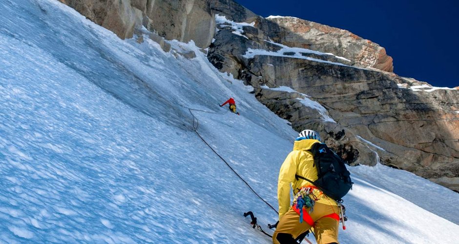 Eisklettern beim Sichtungscamp in Chamonix