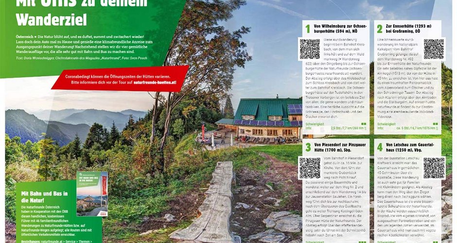 Vier Wandertipps zu Naturfreunde-Hütten