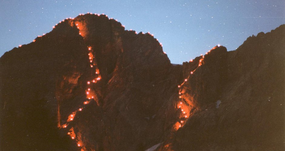 -	Gratbeleuchtung anlässlich 90 Jahre Steinerweg im Jahr 1999 (Tourismusverband Ramsau am Dachstein)