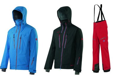 MAMMUT Alyeska Jacket, Erhältliche Farben: Imperial Blau, Schwarz. Und die MAMMUT Alyeska Pants (Inferno Rot)