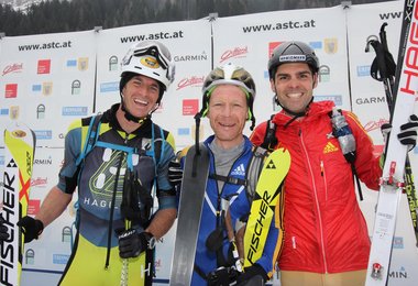 Die ersten Drei des Siegerpodestes, v.l.n.r.: Rang 2 Armin Neurauter (T), Rang 1 Andreas Ringhofer (STMK), Rang 3 Jakob Herrmann (SBG). Foto: Karl Posch