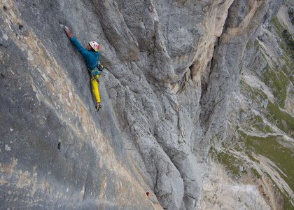 Bei der Erstbegehung "Bruderliebe" an der Südwand der Marmolada.