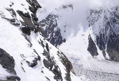 David am Beginn der langen Querung unterhalb von Lager II