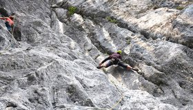 Im Mittelteil der ersten Seillänge - Pagodenpfad - Chinesische Mauer