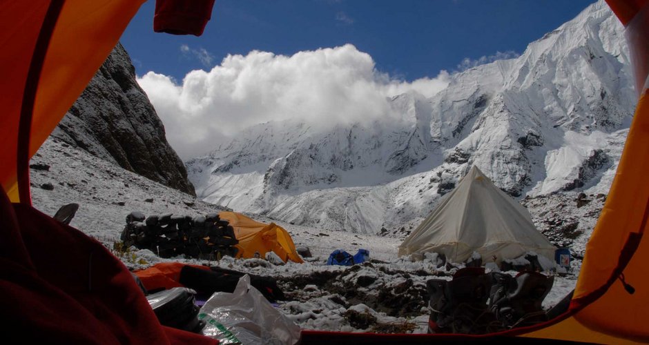 Blick aus dem Zelt im BC