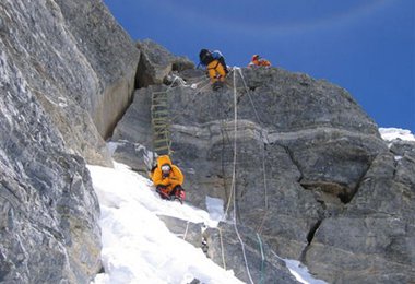 Der 2nd Step eine der Schlüßelstellen am Weg zum Gipfel Foto copyright by Fritz Klausner/St. Johann i.T.