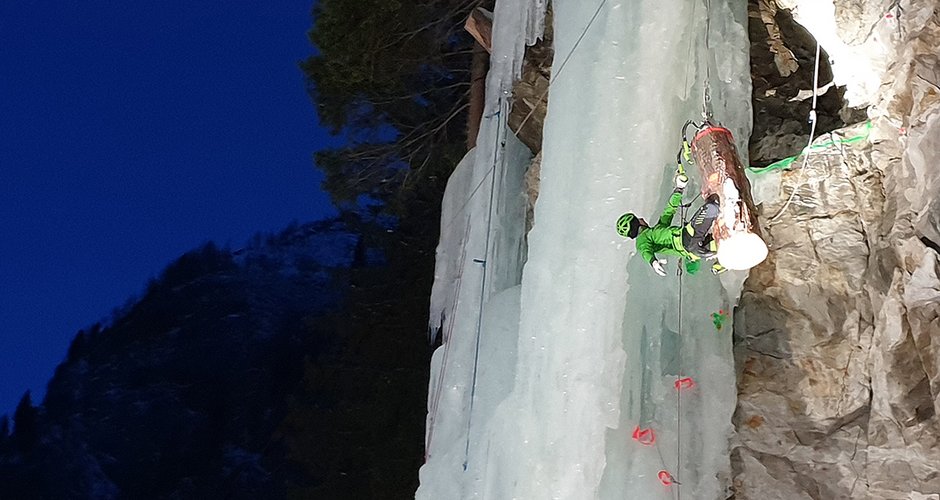 Rudi Hauser - Sieger bei den Herren - in der Finalroute im Eispark Osttirol