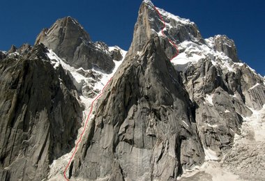 Die Route auf den Uli Biaho 6417m © Dodo Kobold