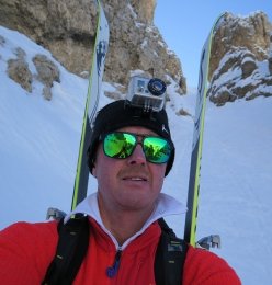 Hermann Comploj während der ersten Skibefahrung der Südwestwand des Langkofelecks  (c) Hermann Comploj