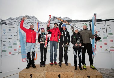 Die Tagessieger v.l.n.r.: Markus Stock, Lydia Prugger, Jakob Herrmann, Veronika Swidrak, Andrea Innerhofer, Thomas Wallner Bild: Martin Lugger