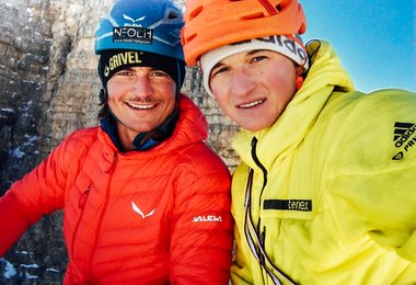 Simon Gietl und Michi Wohlleben auf dem Gipfel des Preußturm (c) Michi Wohlleben