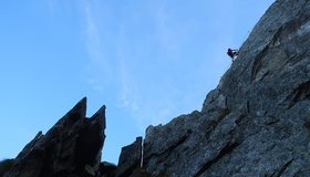 Die D-Stelle der Ferrata Erminio Arosio - Corno di Grevo