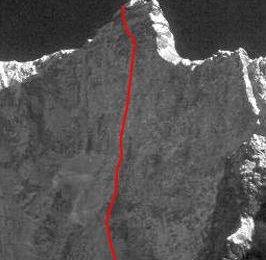 Die "Sieger-Route" durch die Jannu Nordwand.