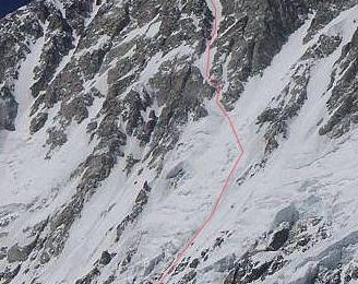 Shisha Pangma Südwand mit der Aufstiegsroute