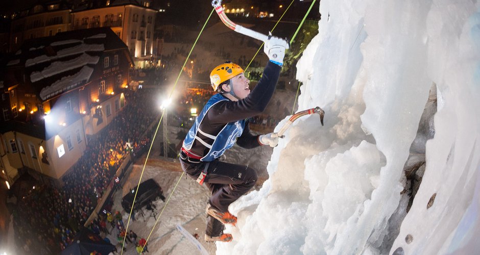 Georg Santner an der Eiswand