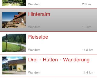 Tourenübersicht bei Touren-App der Naturfreunde