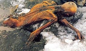 Der Ötzi an der Fundstelle am Hauslabjoch