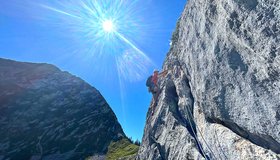 Die 7- Seillänge der Südwand Reibn am Plankenstein