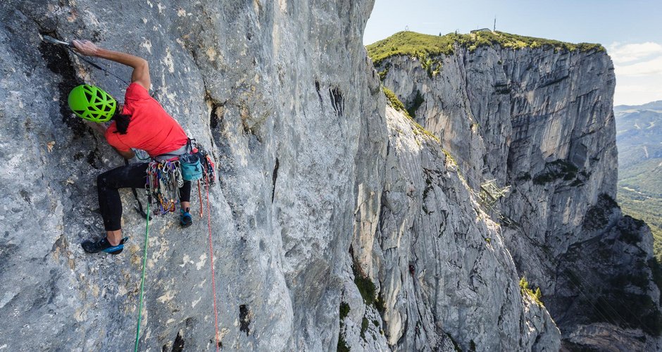 Ines Papert bei der Erstbegehung von  "Wolke 7" (c) Klaus Fengler