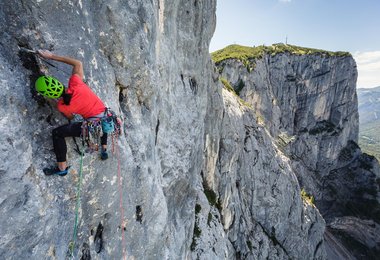 Ines Papert bei der Erstbegehung von  "Wolke 7" (c) Klaus Fengler