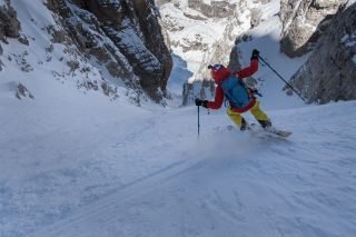 Nadine Wallner in der "Canalone Neri". Bild © Andreas Vigl