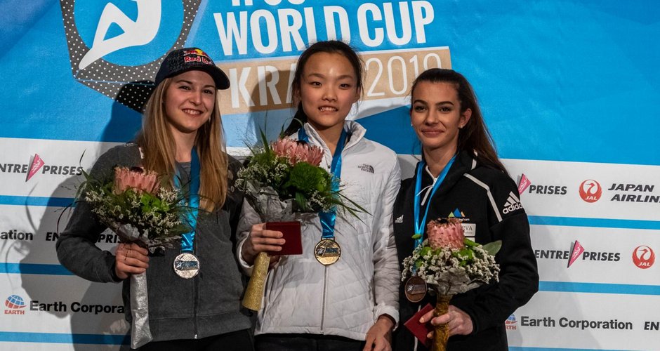 Lead Worldcup Kranj (SLO) 2019 Podium  © Eddie Fowke/IFSC Lead Worldcup Kranj (SLO) 2019