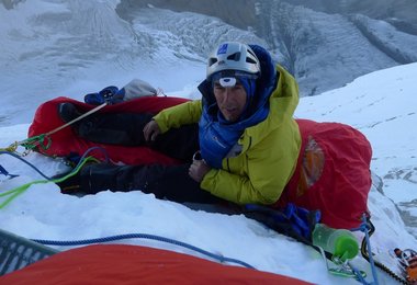 Vic at bivouac four on the face of Sersank (c) Berghaus