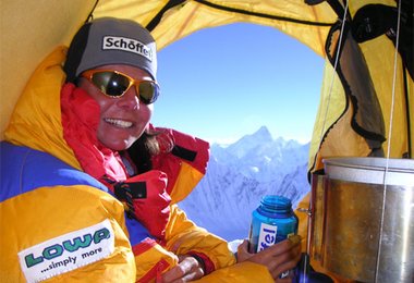 Gerlinde Kaltenbrunner in einem der Hochlager