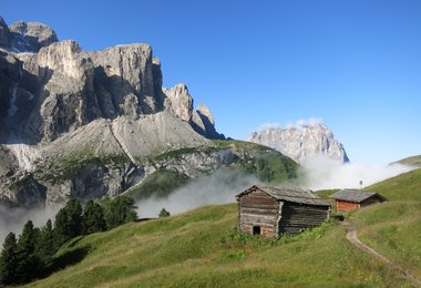 Almen und steile Wände in den Dolomiten (c) Andreas Jentzsch