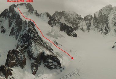 Die Abfahrtroute von Korona Peak